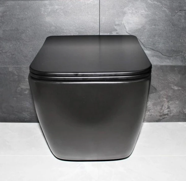 Чорний безободковый підвісний унітаз DUSEL CUBIS Black Matt DWHT10201030RB без бачка - фото 9