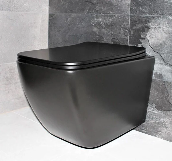 Чорний безободковый підвісний унітаз DUSEL CUBIS Black Matt DWHT10201030RB без бачка - фото 10