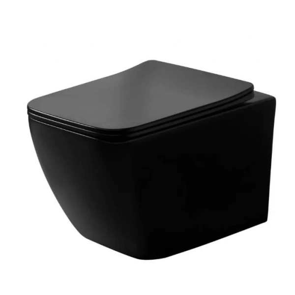 Чорний безободковый підвісний унітаз DUSEL CUBIS Black Matt DWHT10201030RB без бачка - фото 0