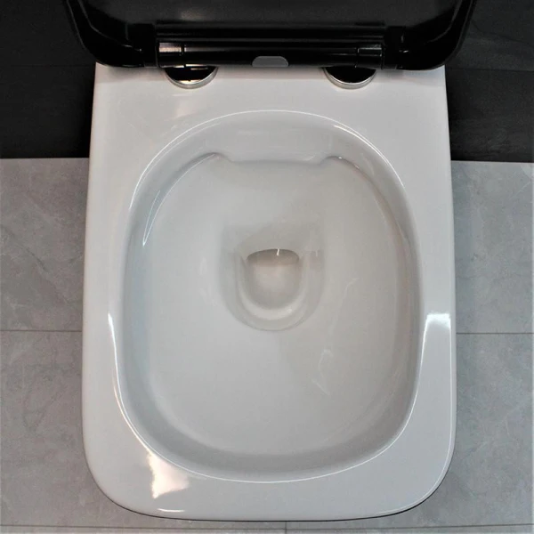 Унітаз безободковый підвісний DUSEL CUBIS CHIC STYLE DWHT10201030CS без бачка з чорним сидінням Slim Soft-Close 810303 - фото 5