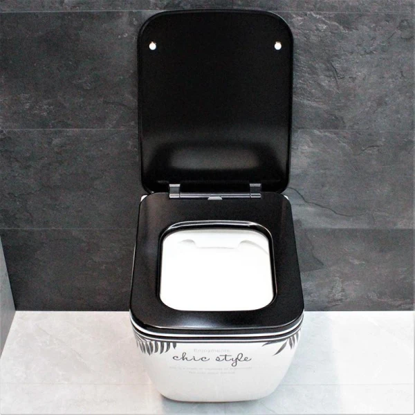 Унітаз безободковый підвісний DUSEL CUBIS CHIC STYLE DWHT10201030CS без бачка з чорним сидінням Slim Soft-Close 810303 - фото 6