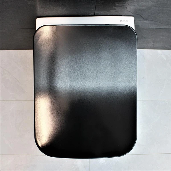 Унітаз безободковый підвісний DUSEL CUBIS LV STYLE DWHT10201030LVS без бачка з чорним сидінням Slim Soft-Close 810304 - фото 5