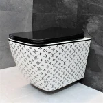 Унитаз безободковый подвесной DUSEL CUBIS LV STYLE DWHT10201030LVS без бачка с черным сиденьем Slim Soft-Close 810304