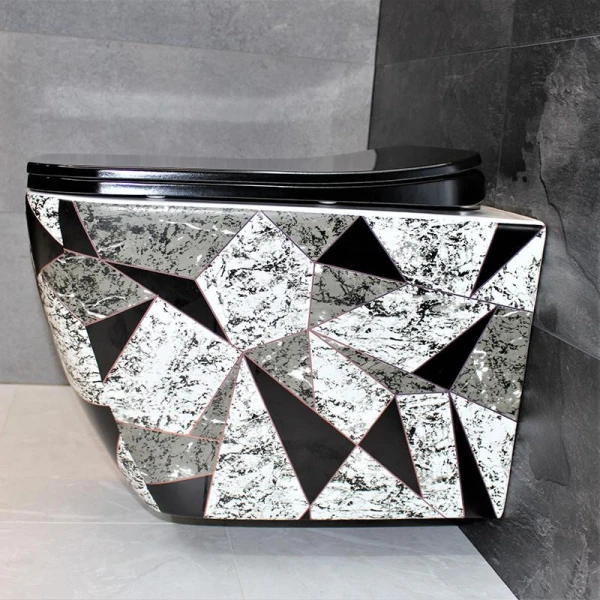 Унітаз безободковый підвісний DUSEL CUBIS ART DWHT10201030ART без бачка з чорним сидінням Slim Soft-Close 810306 - фото 2