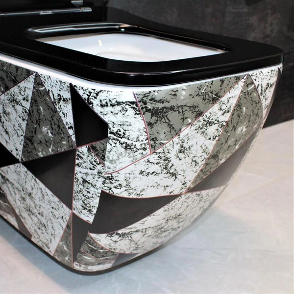 Унітаз безободковый підвісний DUSEL CUBIS ART DWHT10201030ART без бачка з чорним сидінням Slim Soft-Close 810306 - фото 3