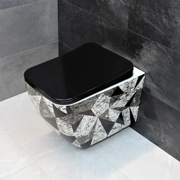 Унітаз безободковый підвісний DUSEL CUBIS ART DWHT10201030ART без бачка з чорним сидінням Slim Soft-Close 810306 - фото 4