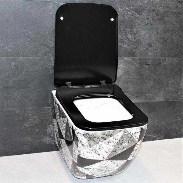 Унітаз безободковый підвісний DUSEL CUBIS ART DWHT10201030ART без бачка з чорним сидінням Slim Soft-Close 810306 - фото 5