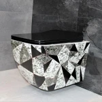 Унітаз безободковый підвісний DUSEL CUBIS ART DWHT10201030ART без бачка з чорним сидінням Slim Soft-Close 810306