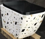 Унітаз безободковый підвісний DUSEL CUBIS TERRAZZO DWHT10201030TER без бачка з чорним сидінням Slim Soft-Close 810305