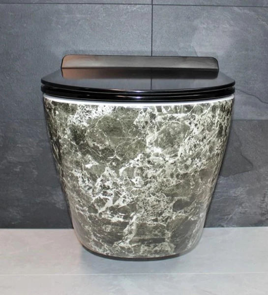 Унітаз безободковый підвісний DUSEL LEVITA MARBLE DWHT10201130MS без бачка з чорним сидінням Slim Soft-Close - фото 3