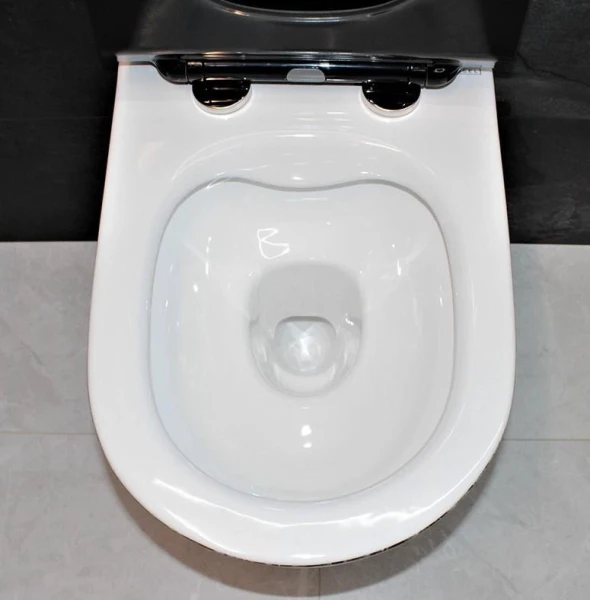 Унітаз безободковый підвісний DUSEL LEVITA MARBLE DWHT10201130MS без бачка з чорним сидінням Slim Soft-Close - фото 5