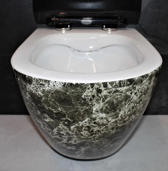 Унітаз безободковый підвісний DUSEL LEVITA MARBLE DWHT10201130MS без бачка з чорним сидінням Slim Soft-Close - фото 6
