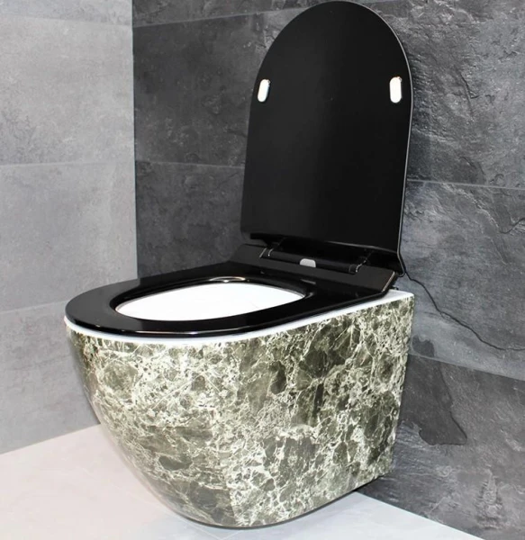 Унітаз безободковый підвісний DUSEL LEVITA MARBLE DWHT10201130MS без бачка з чорним сидінням Slim Soft-Close - фото 8