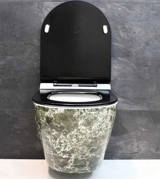 Унітаз безободковый підвісний DUSEL LEVITA MARBLE DWHT10201130MS без бачка з чорним сидінням Slim Soft-Close - фото 9