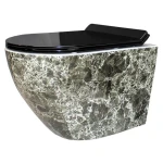 Унітаз безободковый підвісний DUSEL LEVITA MARBLE DWHT10201130MS без бачка з чорним сидінням Slim Soft-Close