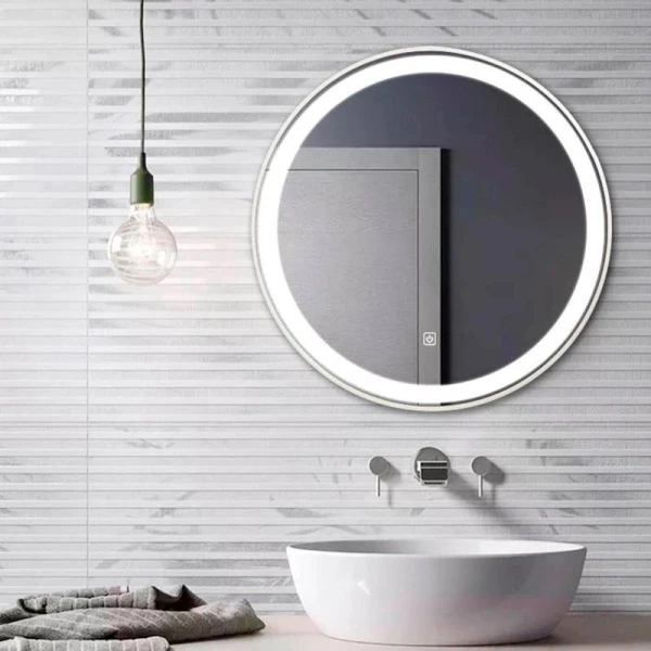 Дзеркало DUSEL LED DE-M2071D Silver кругле 100смх100см сенсорне включення + підігрів - фото 0