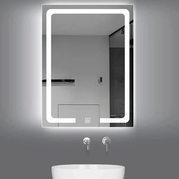 Дзеркало DUSEL LED DE-M3001 80x65см, підігрів + годинник / темп - фото 0