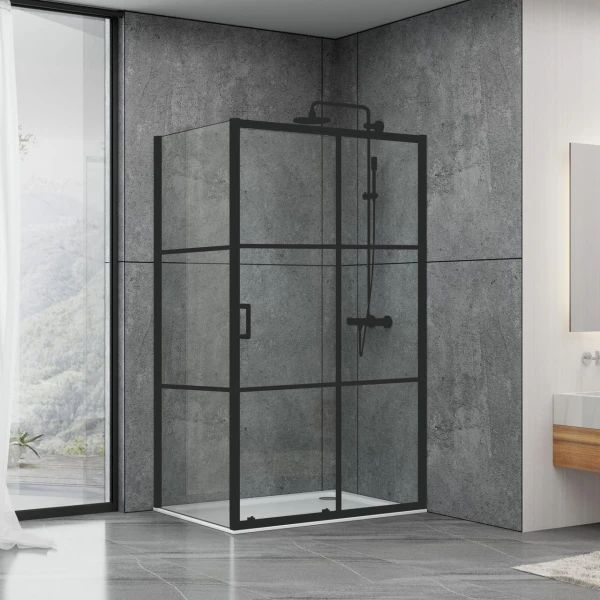 Душова кабіна Dusel EF-185BP + EF181BP Black Matt Paint (120x80 см) - фото 0