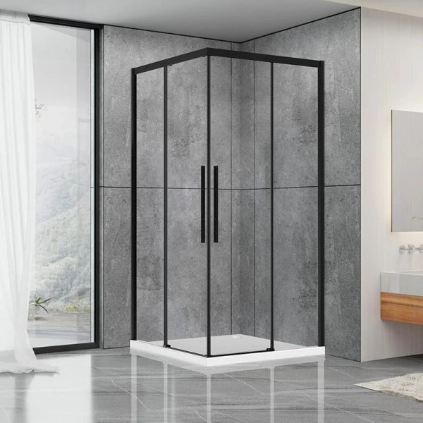 Душова кабіна Dusel DL194B Black Matt,1000*1000, двері розсувні, прозоре скло - фото 0