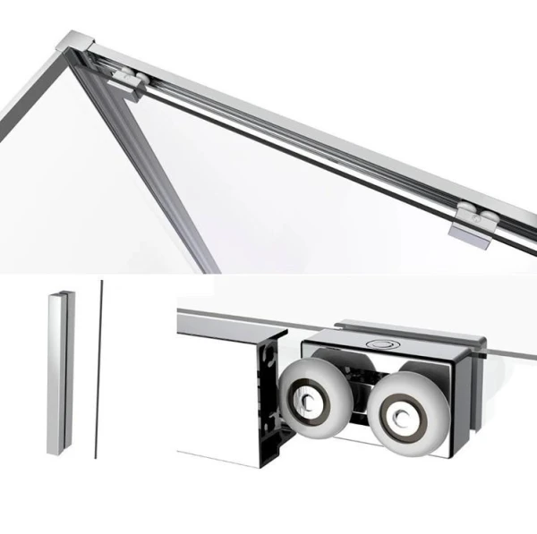 Душова кабіна DUSEL DSL194 Chrome 900*900, двері розсувні, скло прозоре - фото 2