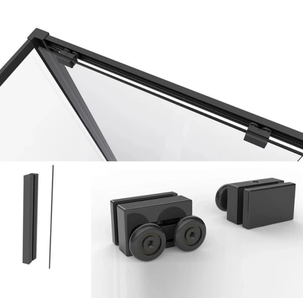 Душова кабіна DUSEL DSL194B Black Matt 100х100х190 см, двері розсувні, прозора - фото 2