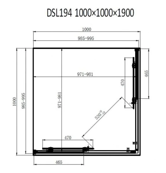 Душова кабіна DUSEL DSL194B Black Matt 100х100х190 см, двері розсувні, прозора - фото 3