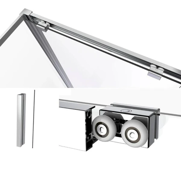 Душові двері в нішу Dusel DSL191 Chrome розсувні, скло прозоре (140х190 см) - фото 2