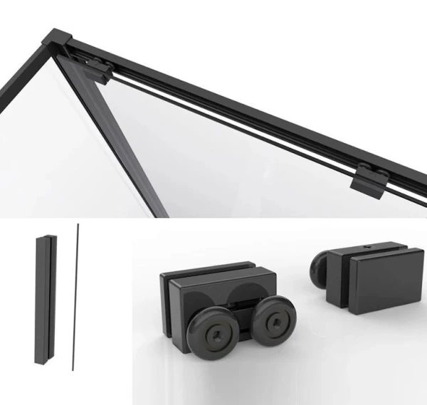 Душові двері в нішу Dusel DSL191B Black Matt, розсувні, прозоре скло (140×190 см) - фото 2