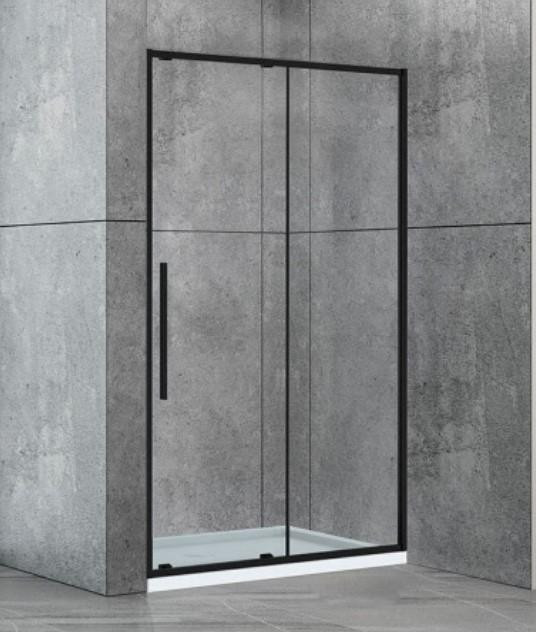 Душові двері в нішу Dusel DSL191B Black Matt, розсувні, прозоре скло (140×190 см)