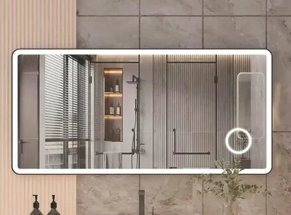 Дзеркало DUSEL LED DE-M3051 100смх75см сенсорне включення + підігрів+ годинник / темп + збільшувальна лінза - фото 0