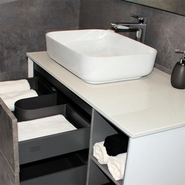 Тумба з раковиною REXON Ombra RX99ES/100 Glossy White/Concrete Grey - фото 1