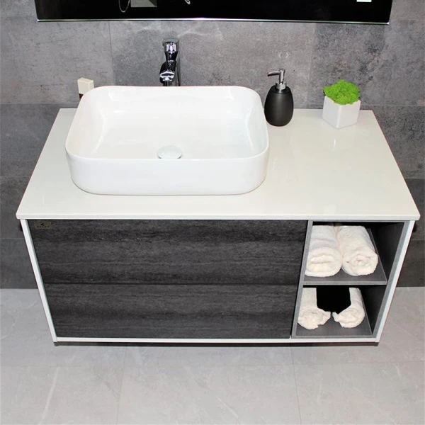 Тумба з раковиною REXON Ombra RX99ES/100 Glossy White/Concrete Grey - фото 2