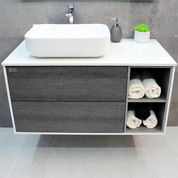 Тумба з раковиною REXON Ombra RX99ES/100 Glossy White/Concrete Grey - фото 11