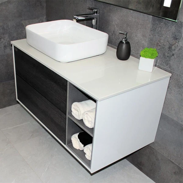 Тумба з раковиною REXON Ombra RX99ES/100 Glossy White/Concrete Grey - фото 7