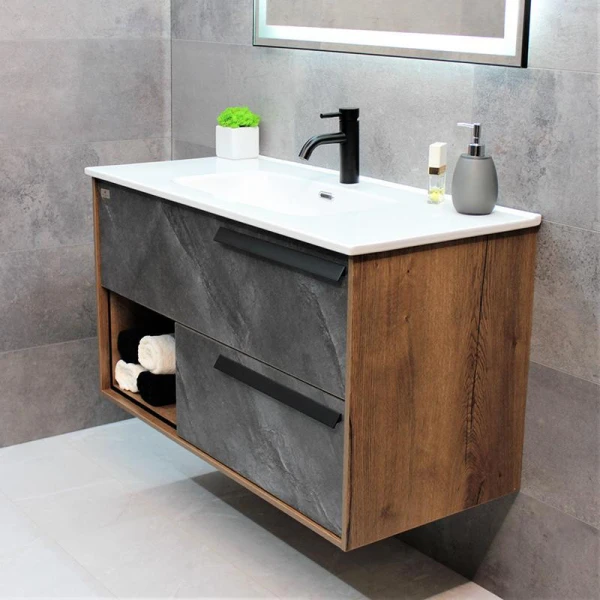 Тумба із раковиною REXON Marmo RX37A/100 Mica& Charlie Oak 13710M - фото 2