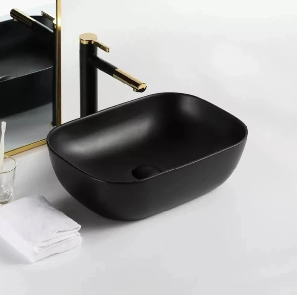 Чорний накладний умивальник DUSEL LINDI 490151B 490*390*145мм - фото 0