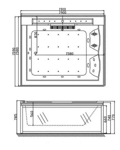 Гідромасажна ванна Golston G-U2607R правостороння, 1910x1590x770 мм - фото 8