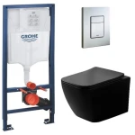 Инсталляция GROHE Rapid SL 38772001+ Унитаз подвесной DUSEL CUBIS BLACK Matt+ Сидение + Панель смыва (928804)