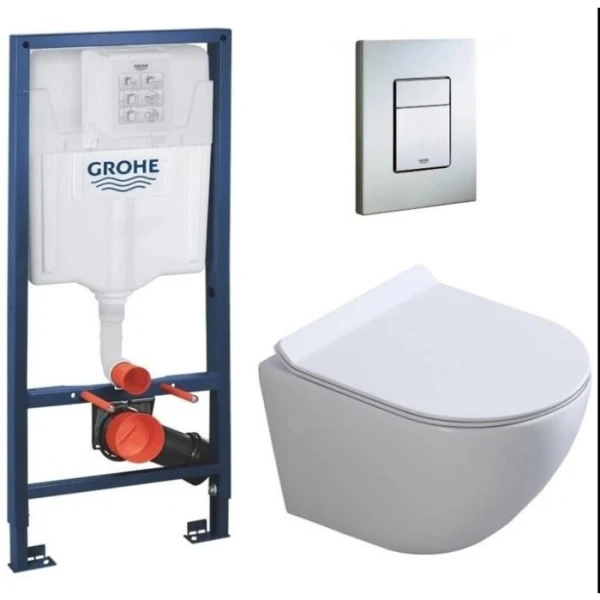 Інсталяція GROHE Rapid SL 38772001+ Унітаз підвісний DUSEL LEVITA + Сидіння + Панель змиву (928807) - фото 1