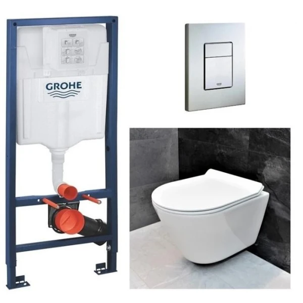 Інсталяція GROHE Rapid SL 38772001+ Унітаз підвісний DUSEL TERI DWHT10202330+ Сидіння + Панель змиву (928811) - фото 0