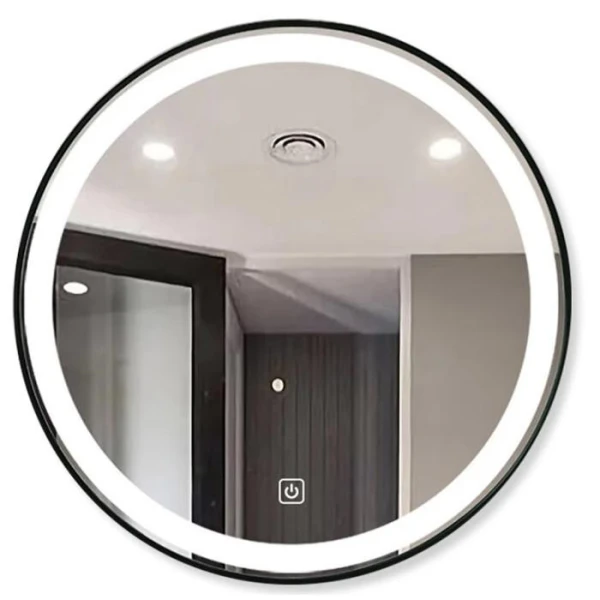 Дзеркало DUSEL LED DE-M2071D Black кругле 80смх80см сенсорне включення + підігрів - фото 1