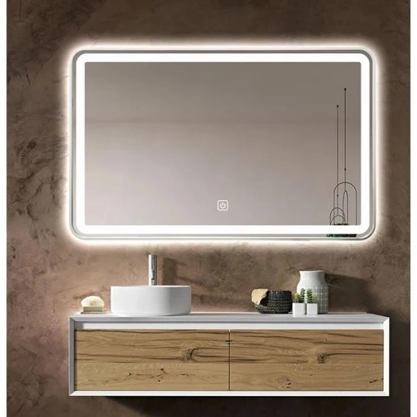 Дзеркало DUSEL LED DE-M0065D Silver 100*75см, підігрів+ годинник/темп - фото 0