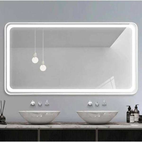 Дзеркало DUSEL LED DE-M0065D Silver 80смх65см, підігрів+ годинник/темп - фото 1