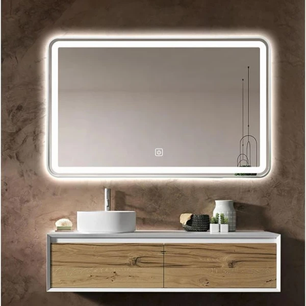 Дзеркало DUSEL LED DE-M0065D Silver 80смх65см, підігрів+ годинник/темп - фото 0