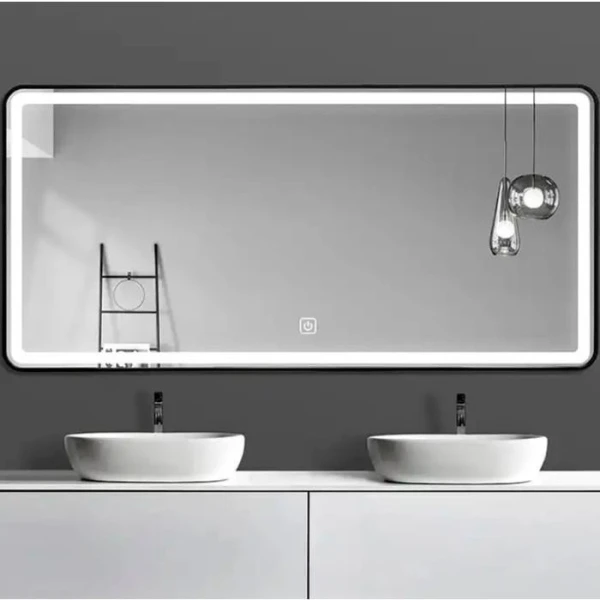 Дзеркало DUSEL LED DE-M0065D Black 120смх75см сенсорне включення + підігрів+ годинник/темп - фото 1