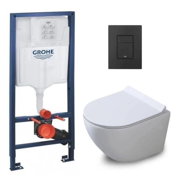 Інсталяція GROHE Rapid SL 38772001+ Унитаз подвесной DUSEL LEVITA + Сидение + Панель смыва Grohe (dusel-546) - фото 0