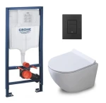 Інсталяція GROHE Rapid SL 38772001+ Унитаз подвесной DUSEL LEVITA + Сидение + Панель смыва Grohe (dusel-546)