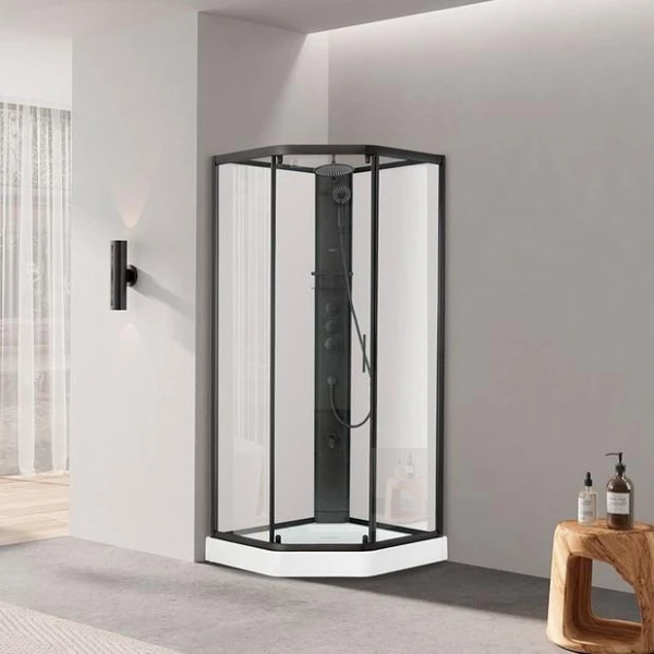 Душовий бокс DUSEL GLARE Black Matt 90x90x210 скло прозоре, профіль чорний - фото 24