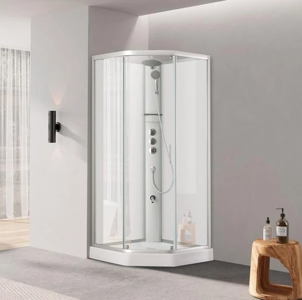 Душовий бокс DUSEL GLARE White Matt 90x90x210 скло прозоре, профіль білий - фото 21