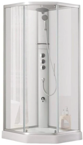 Душовий бокс DUSEL GLARE White Matt 90x90x210 скло прозоре, профіль білий - фото 0